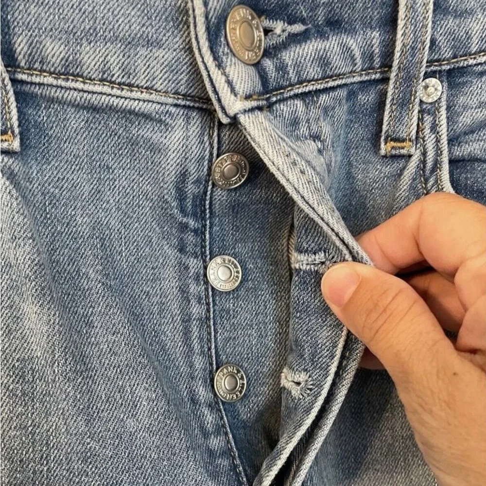 Frank & Eileen Monaghan Mom High Rise Button Fly Raw Hem Jeans Size 30 - Picture 5 of 12